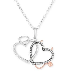 Gently Used Diamond Angel & Devil Double Heart
18" Pendant Necklace 1/6 ct. t.w.